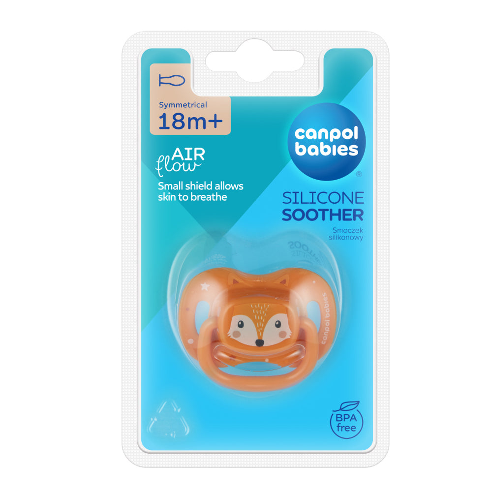 Canpol babies Szilikon szimmetrikus cumi CUTE ANIMALS 18hó+ 1db narancs