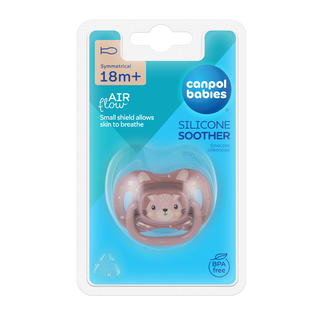 Canpol babies Szilikon szimmetrikus cumi CUTE ANIMALS 18hó+ 1db pink