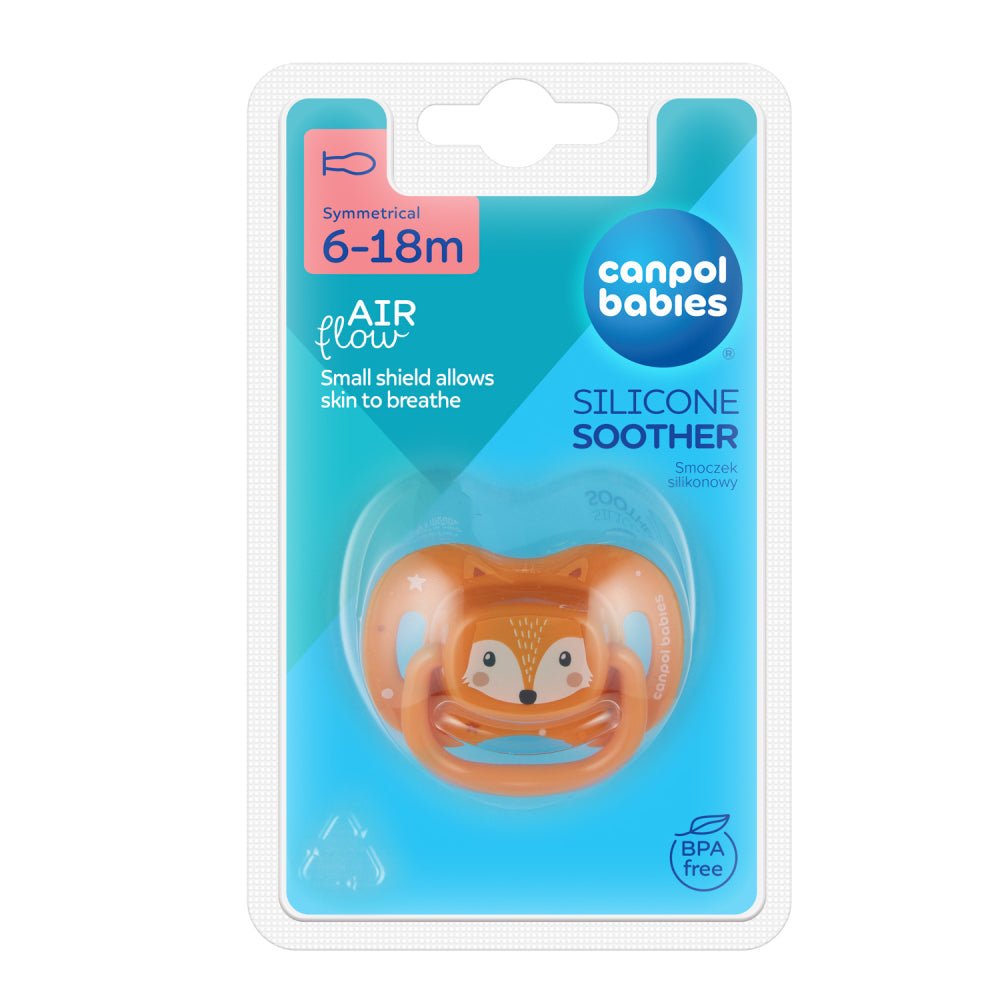 Canpol babies Szilikon szimmetrikus cumi CUTE ANIMALS 6-18hó 1db narancs