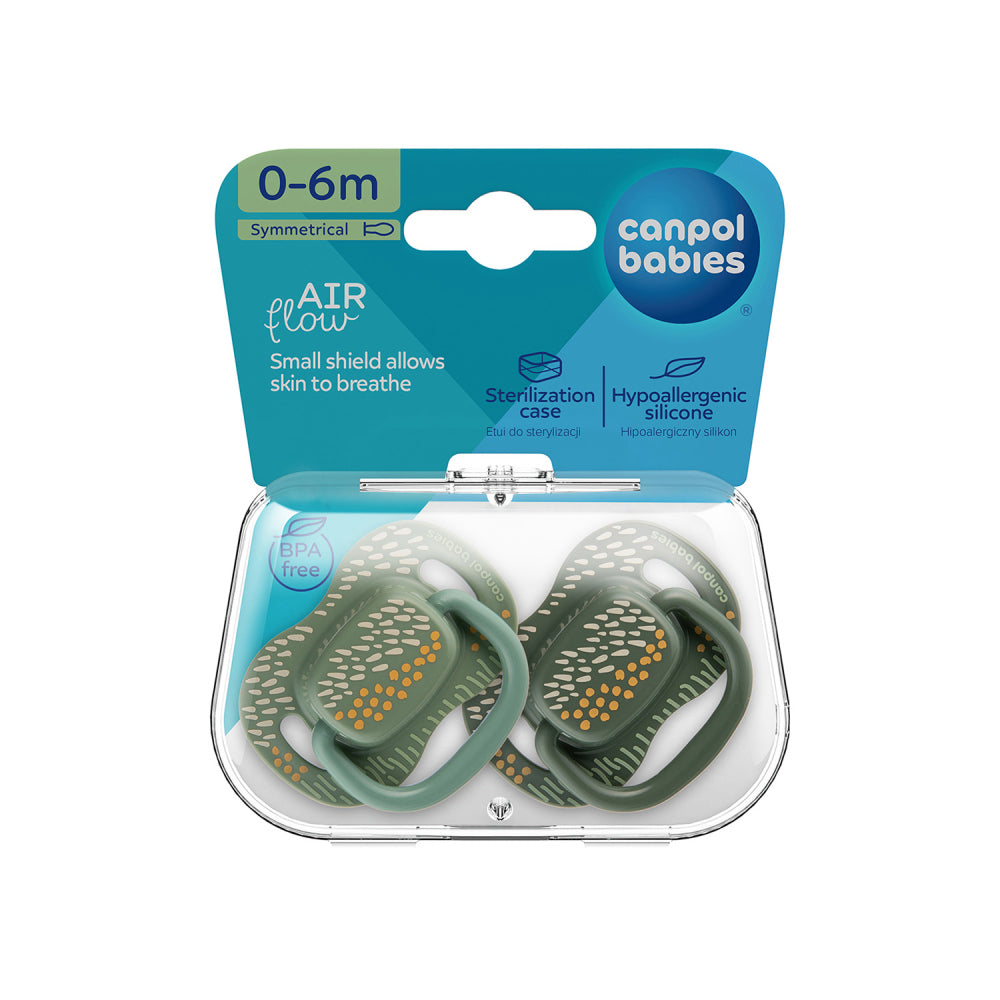Canpol babies Szilikon szimmetrikus cumi szett MOUNTAINS 0-6hó 2db zöld