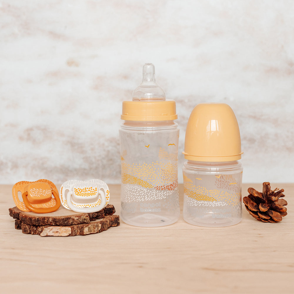 Canpol babies Szilikon szimmetrikus cumi szett MOUNTAINS 18hó+ 2db sárga