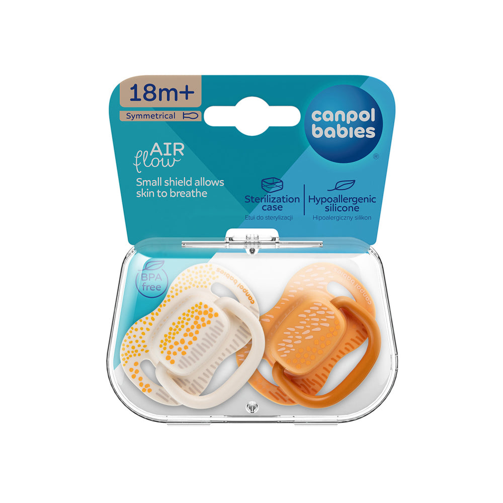 Canpol babies Szilikon szimmetrikus cumi szett MOUNTAINS 18hó+ 2db sárga