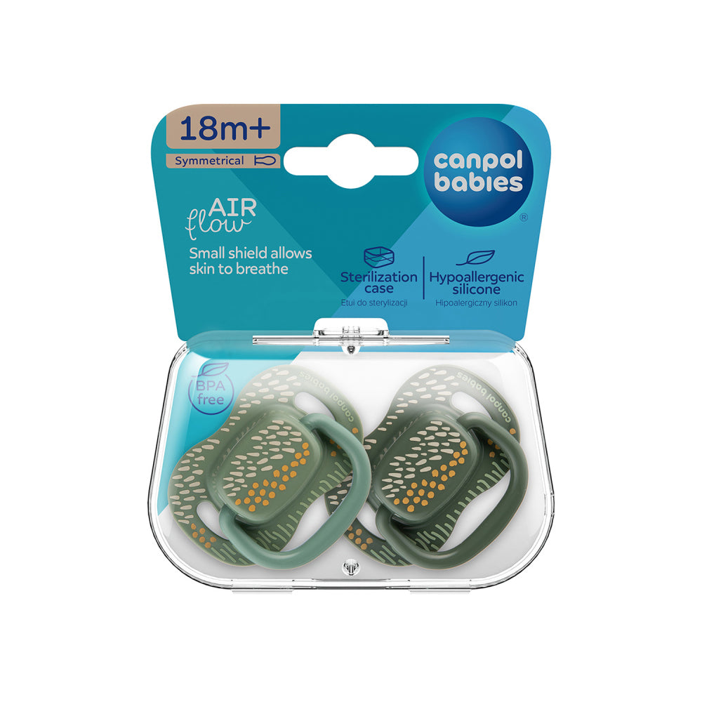 Canpol babies Szilikon szimmetrikus cumi szett MOUNTAINS 18hó+ 2db zöld