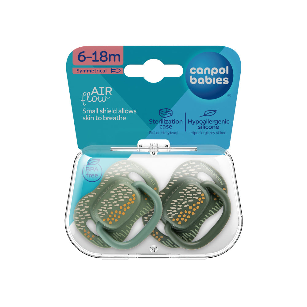 Canpol babies Szilikon szimmetrikus cumi szett MOUNTAINS 6-18hó 2db zöld