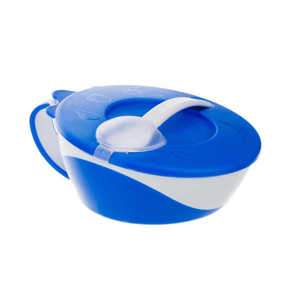 Canpol babies tál kanállal és fedéllel 350ml 9hó+kék