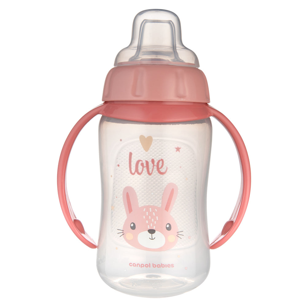 Canpol babies Tanulópohár szilikon ivócsőrrel CUTE ANIMALS 320ml nyuszi