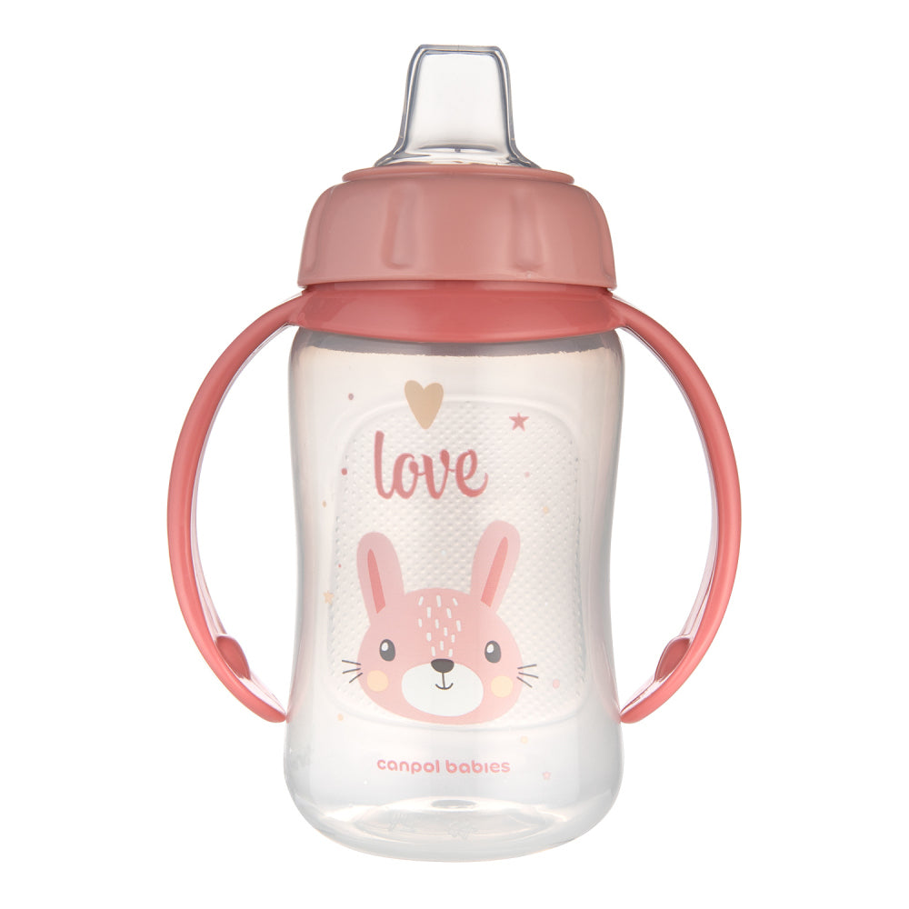 Canpol babies Tanulópohár szilikon ivócsőrrel CUTE ANIMALS 320ml nyuszi