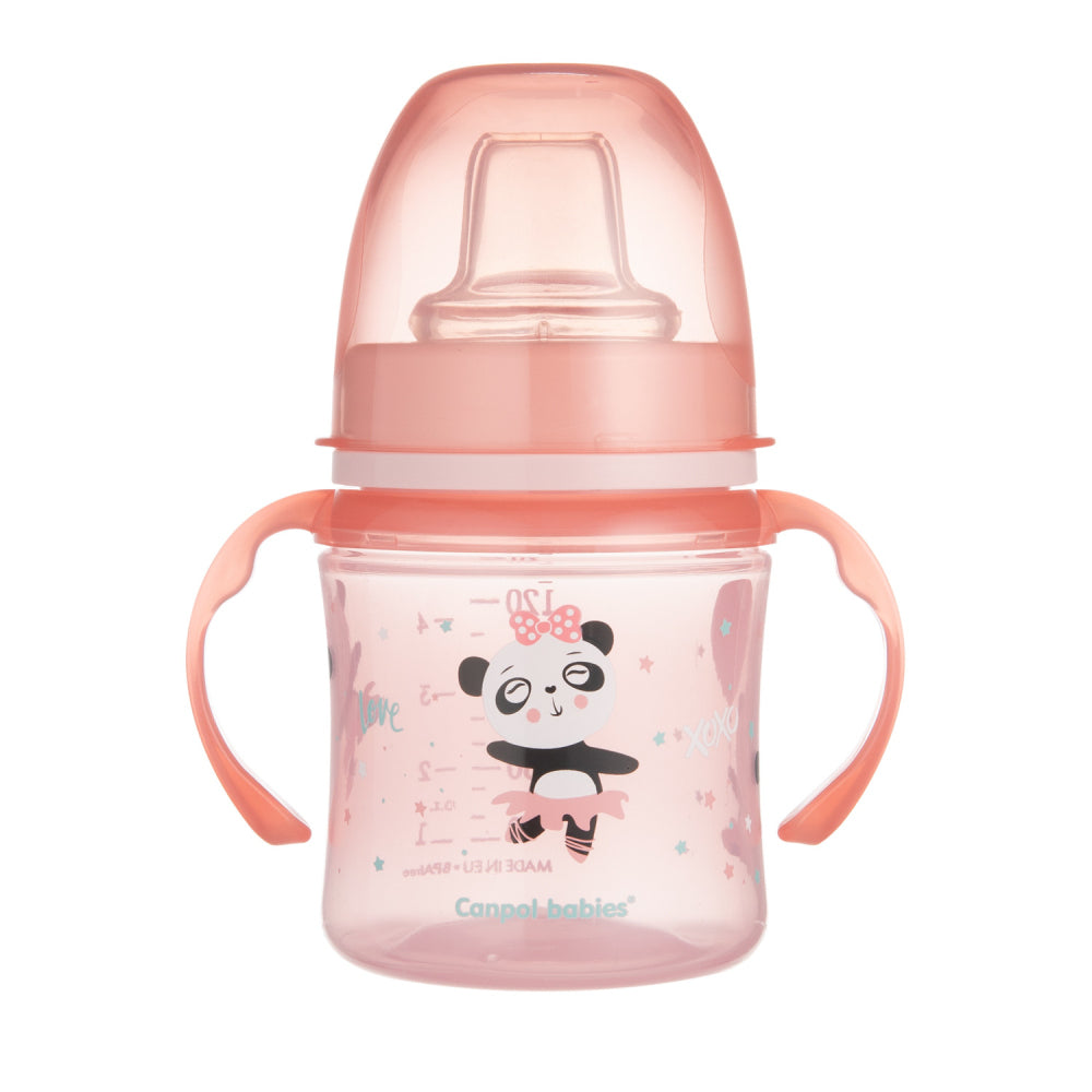 Canpol babies Szilikon ivócsőrős tanulópohár EXOTIC ANIMALS 120ml pink