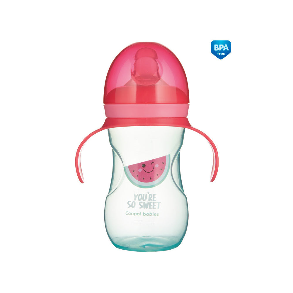 Canpol babies SO COOL 270ml gyakorló-itatópohár szilikon szeleppel, rózsaszín