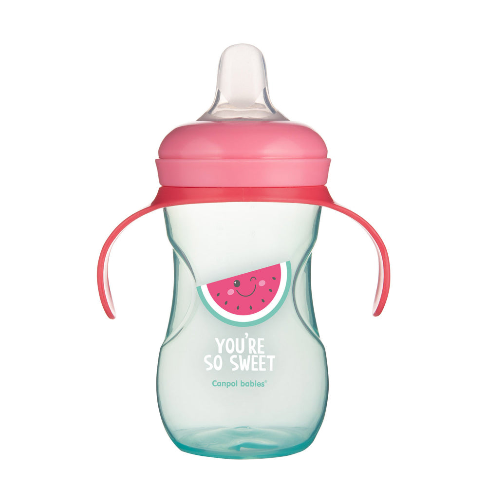Canpol babies SO COOL 270ml gyakorló-itatópohár szilikon szeleppel, rózsaszín