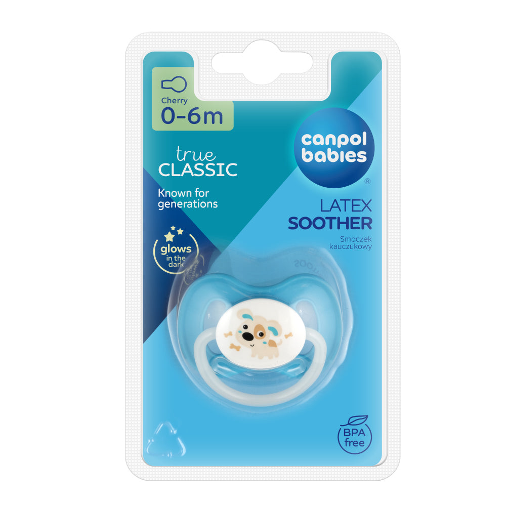 Canpol babies Világító kaucsuk cseresznye alakú cumi BUNNY&COMPANY 0-6 hónap 1 db kék