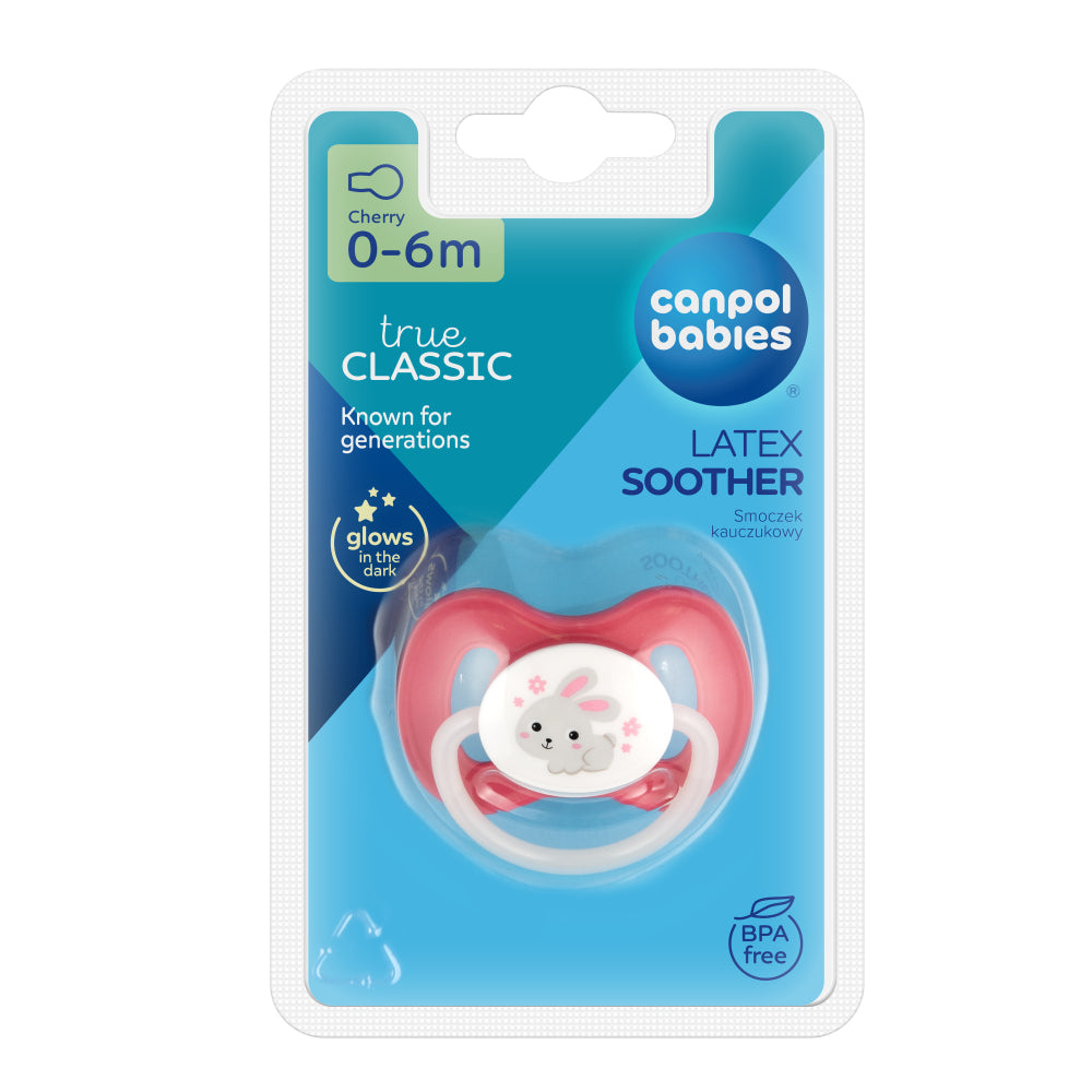 Canpol babies Világító kaucsuk cseresznye alakú cumi BUNNY&COMPANY 0-6 hónap 1 db rózsaszín