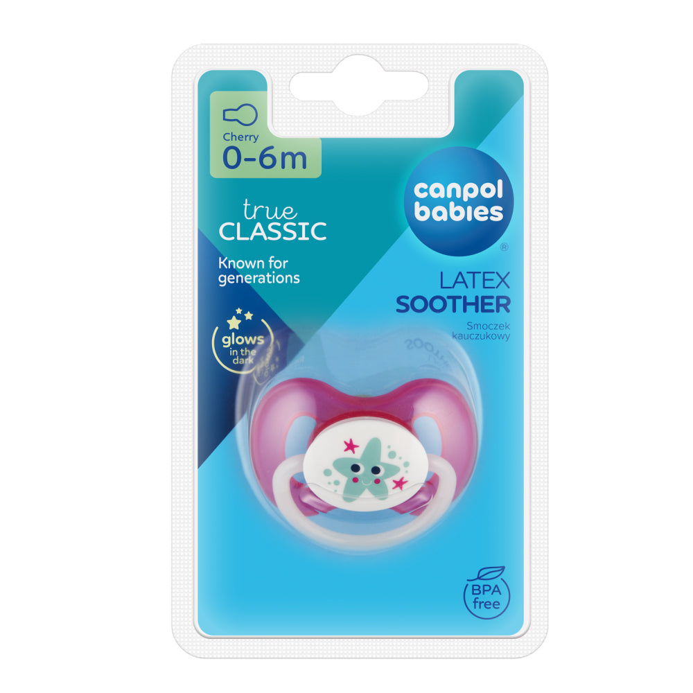 Canpol babies Világító kaucsuk cseresznye alakú cumi LOVE&SEA 0-6hó 1db