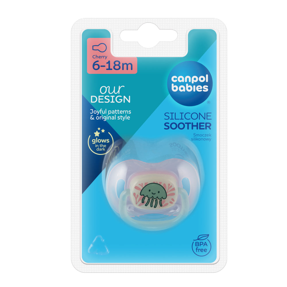 Canpol babies Világító szilikon cseresznye alakú cumi LOVE&SEA 6-18hó 1db