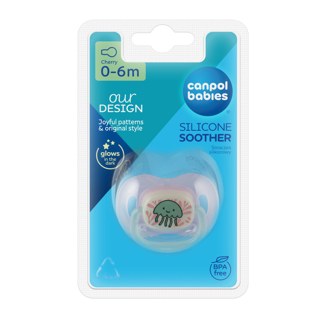 Canpol babies Világító szilikon cseresznye alakú cumi LOVE&SEA 0-6 hó 1db