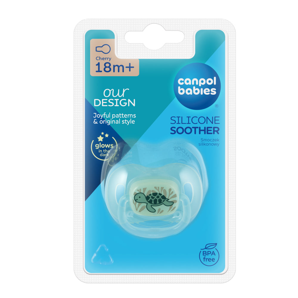 Canpol babies Világító szilikon cseresznye alakú cumi LOVE&SEA 18hó+ 1db