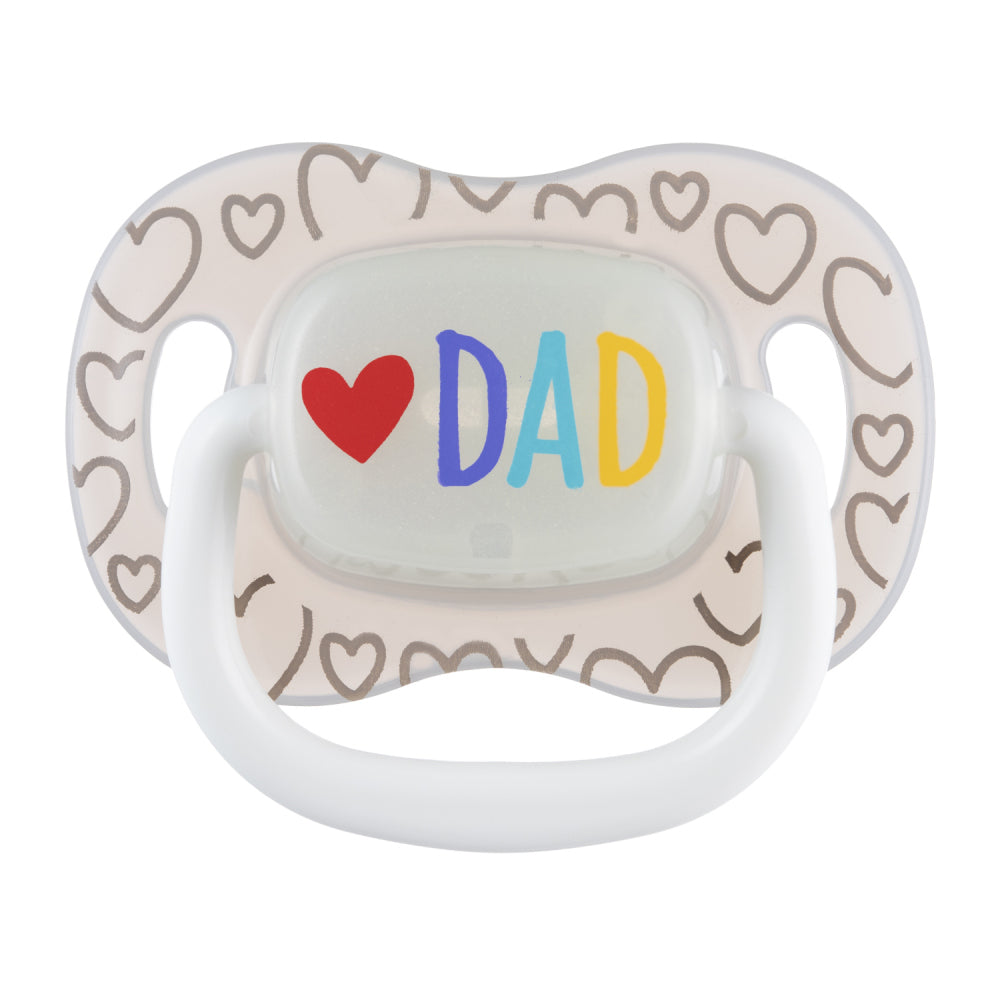 Canpol babies Világító Szilikon szimmetrikus cumi LOVE MUM&DAD 0-6hó 2db
