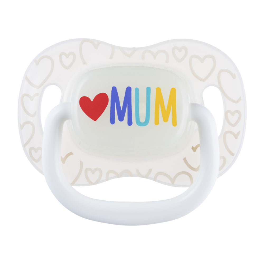 Canpol babies Világító Szilikon szimmetrikus cumi LOVE MUM&DAD 0-6hó 2db