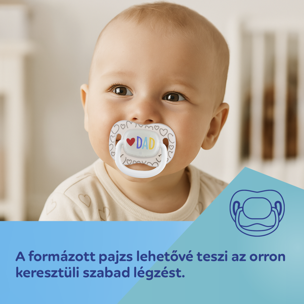 Canpol babies Világító Szilikon szimmetrikus cumi LOVE MUM&DAD 6-18hó 2db