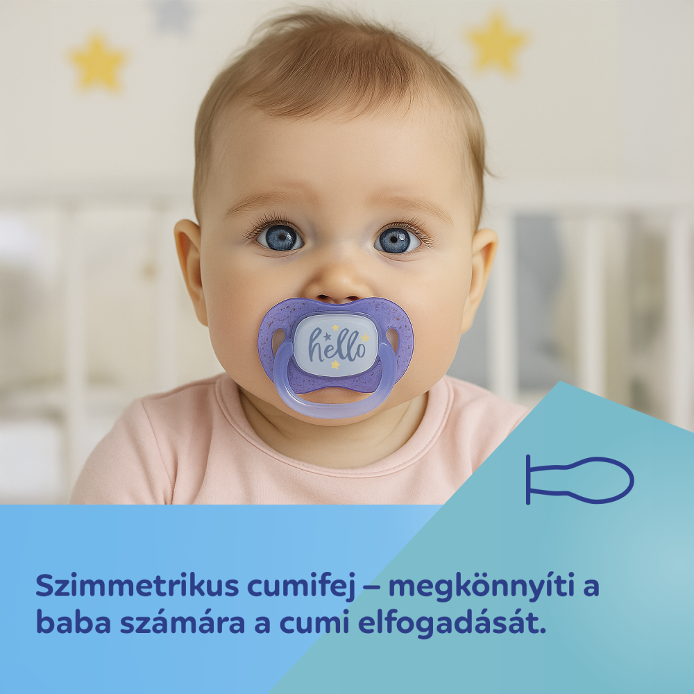 Canpol babies Világító Szilikon szimmetrikus cumi NIGHTGLOW 18hó+ 2db fiú