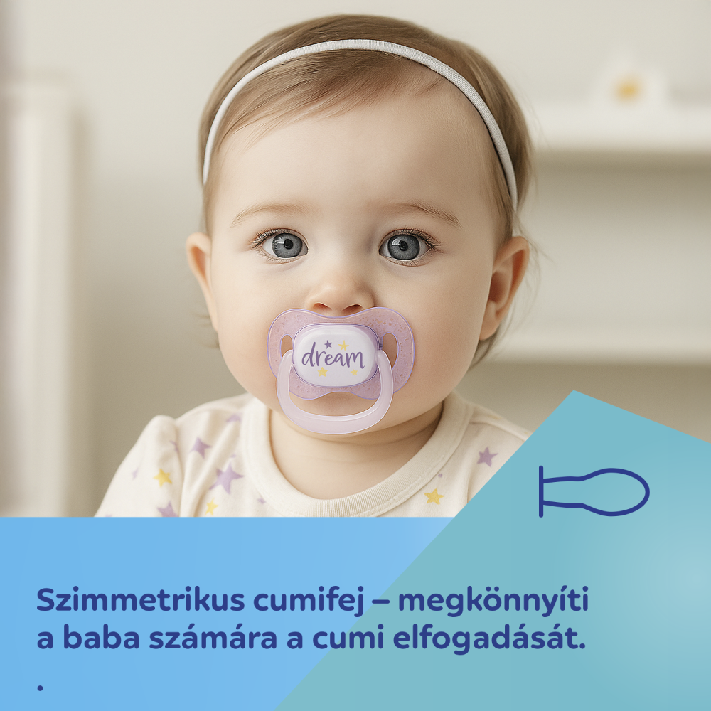 Canpol babies Világító Szilikon szimmetrikus cumi NIGHTGLOW 18hó+ 2db lány