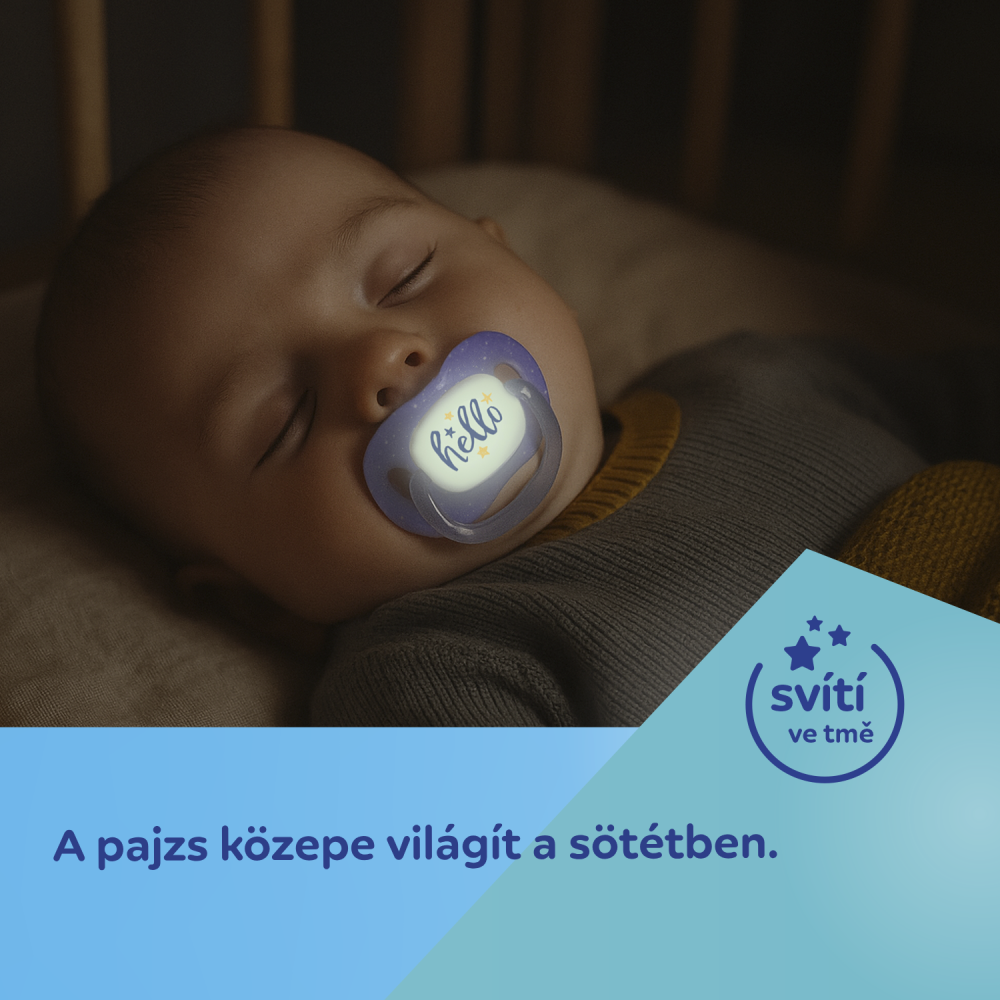 Canpol babies Világító Szilikon szimmetrikus cumi NIGHTGLOW 18hó+ 2db lány