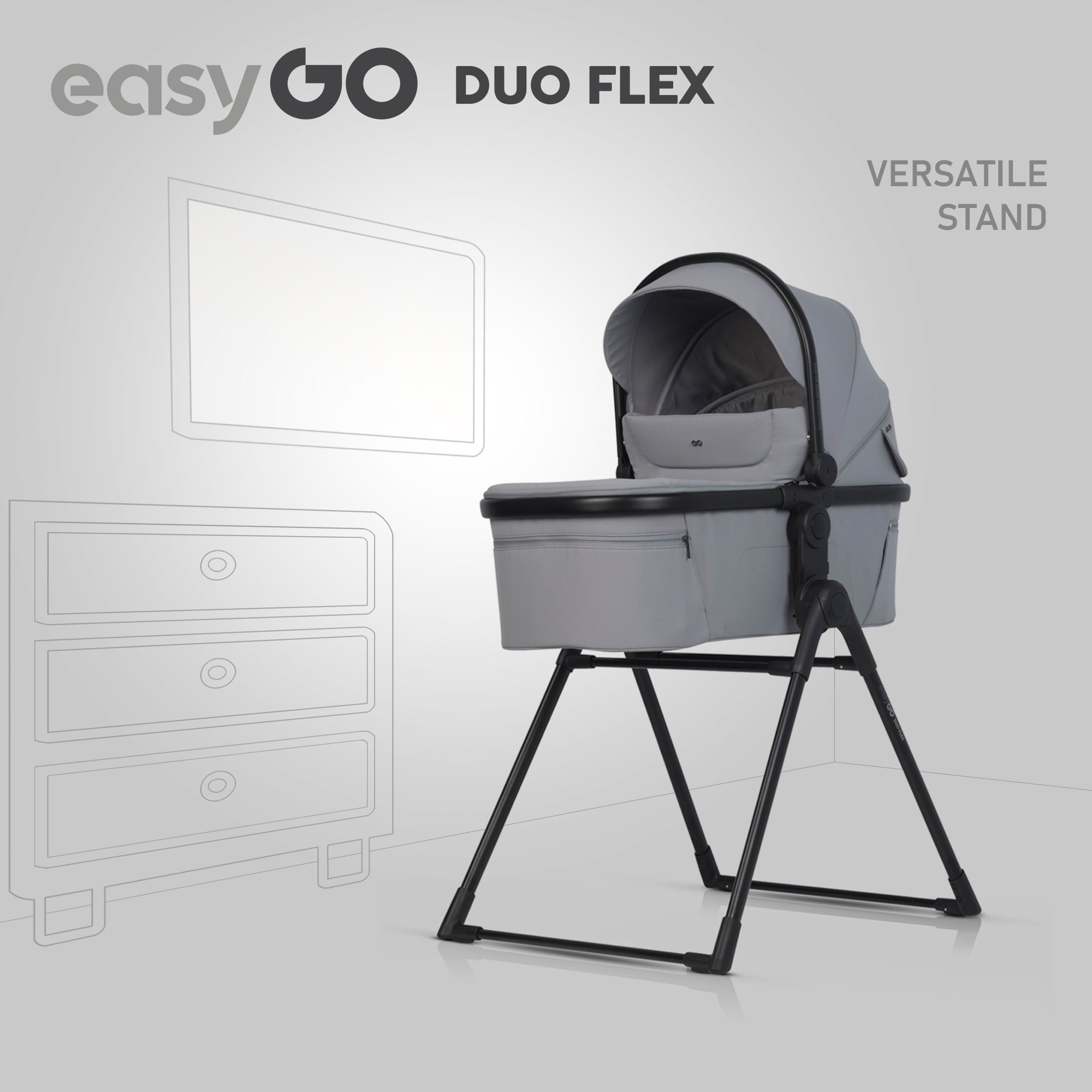 EasyGo Duoflex iker babakocsi 2 üléssel és 2 mózeskosárral – Cloudy Gray