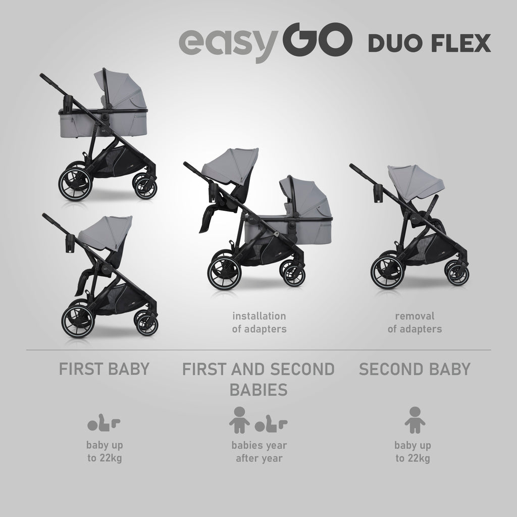 EasyGo Duoflex mózeskosár – Cloudy Gray