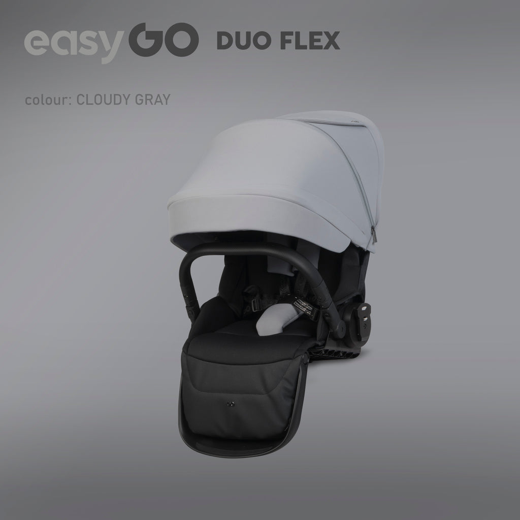 EasyGo Duoflex iker és testvér babakocsi 2 üléssel és 1 mózeskosárral – Cloudy Gray