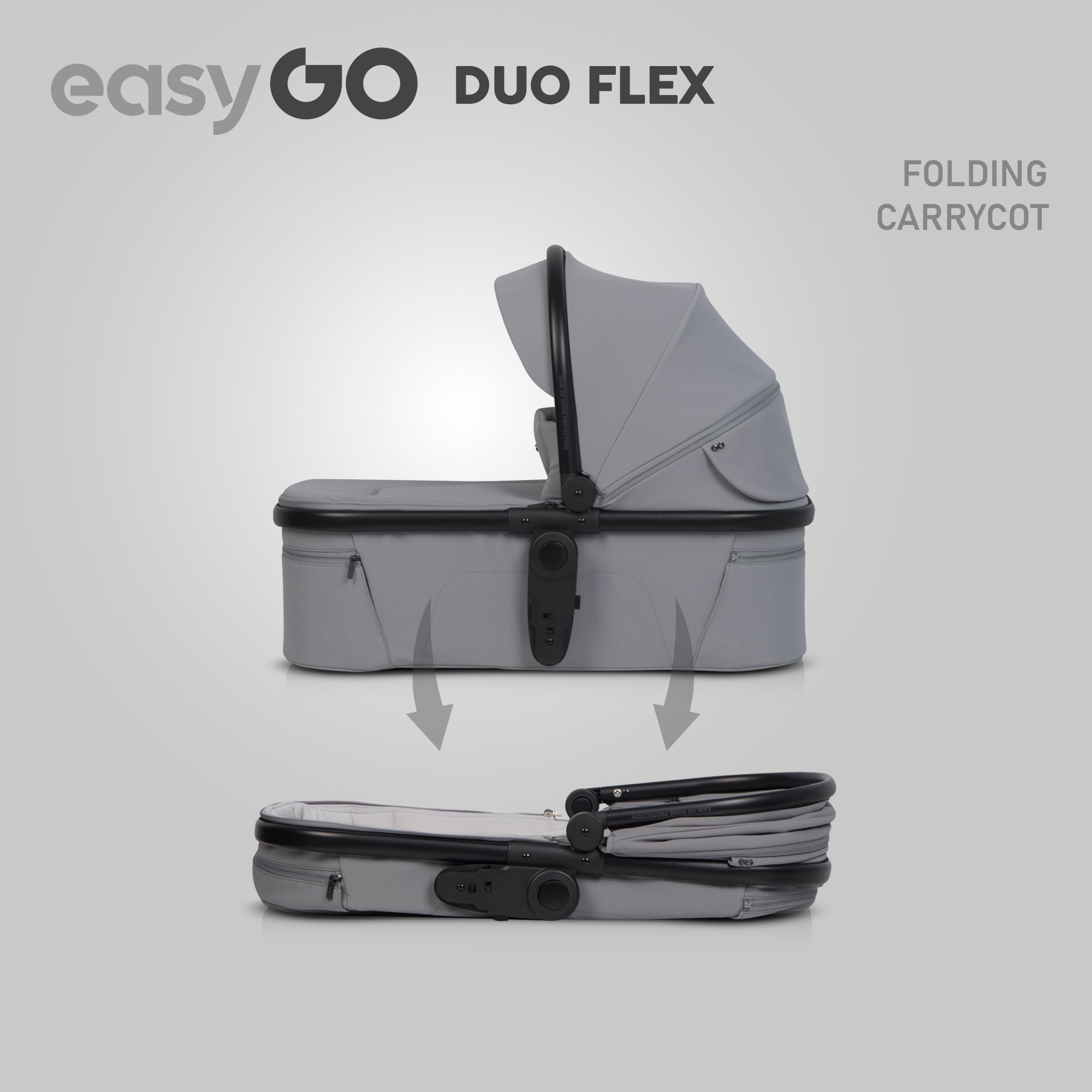 EasyGo Duoflex iker és testvér babakocsi 2 üléssel és 1 mózeskosárral – Cloudy Gray