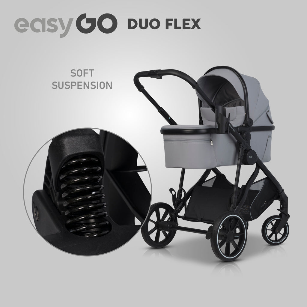 EasyGo Duoflex iker babakocsi 2 üléssel és 2 mózeskosárral – Cloudy Gray