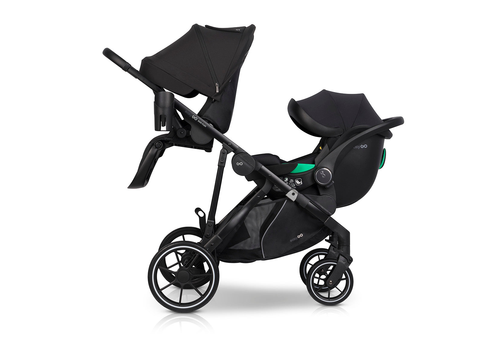 EasyGo Duoflex 2in1 babakocsi 1 üléssel és 1 mózeskosárral – Ebony Black