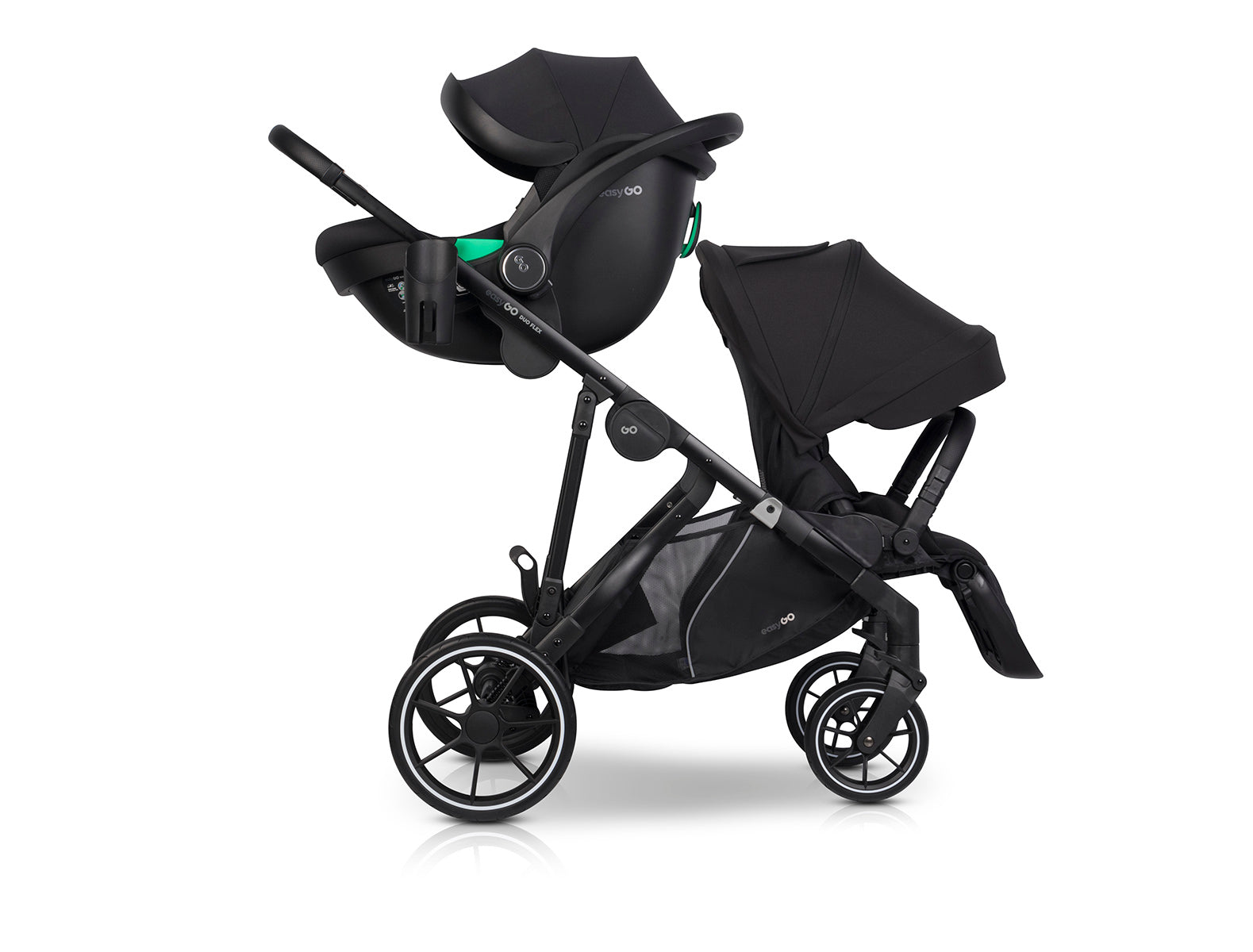 EasyGo Duoflex 2in1 babakocsi 1 üléssel és 1 mózeskosárral – Ebony Black