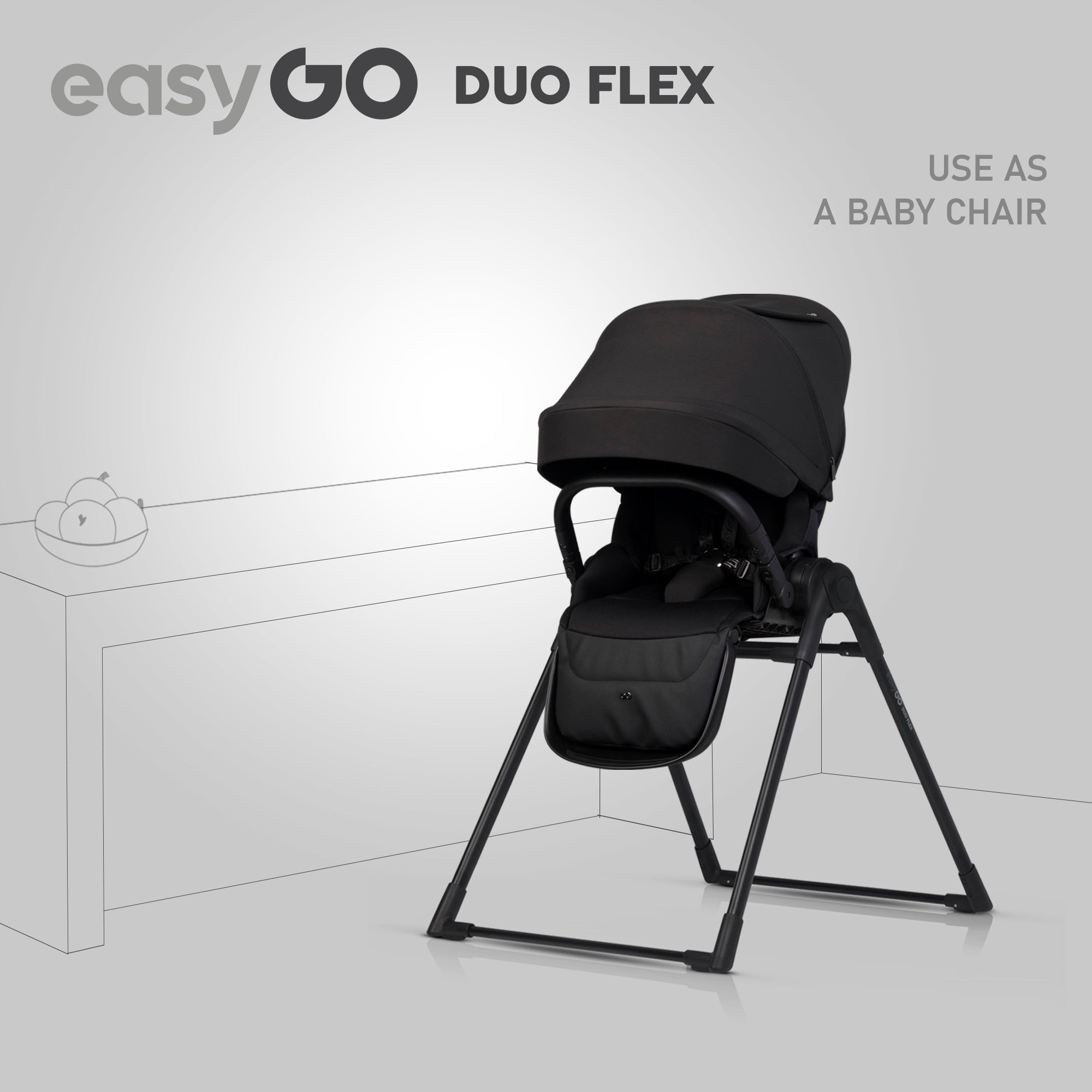 EasyGo Duoflex 2in1 babakocsi 1 üléssel és 1 mózeskosárral – Ebony Black