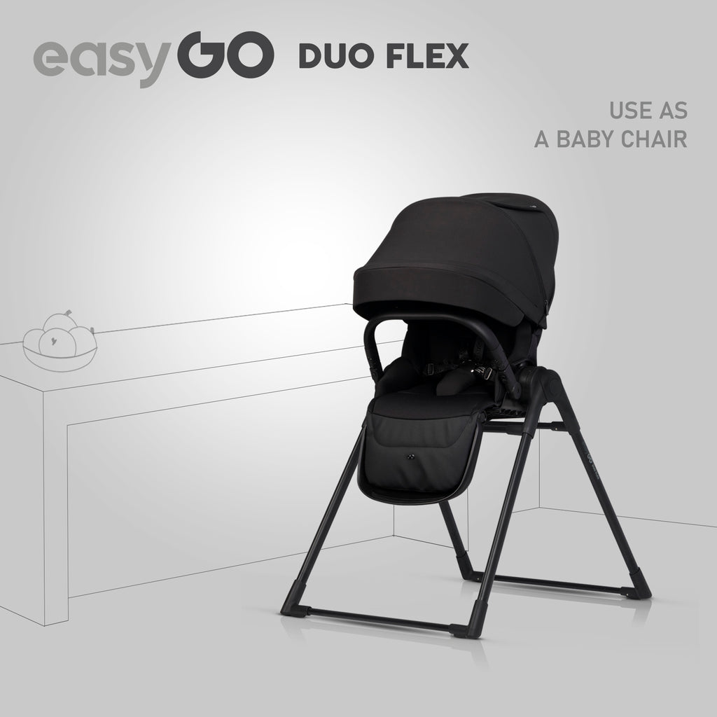 EasyGo Duoflex iker babakocsi 2 üléssel és 2 mózeskosárral – Ebony Black