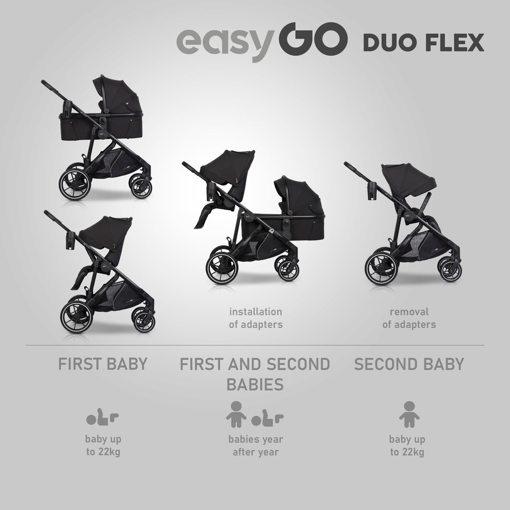 EasyGo Duoflex mózeskosár – Ebony Black