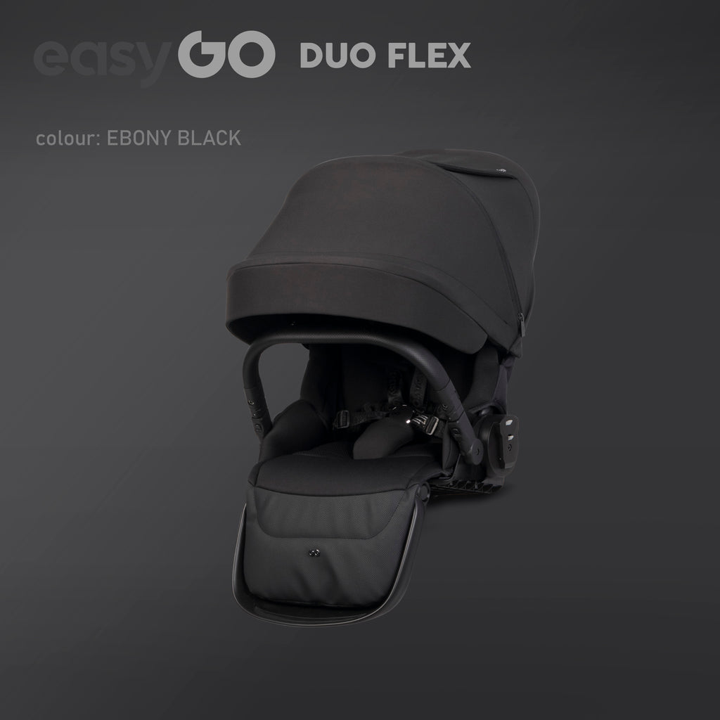 EasyGo Duoflex iker babakocsi 2 üléssel és 2 mózeskosárral – Ebony Black