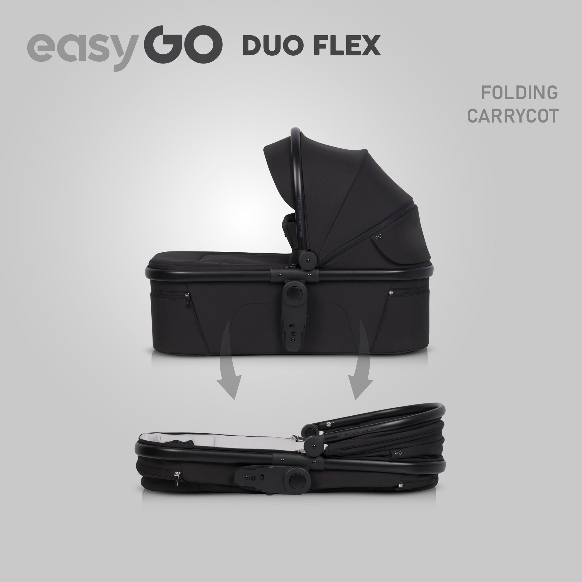 EasyGo Duoflex iker babakocsi 2 üléssel és 2 mózeskosárral – Ebony Black