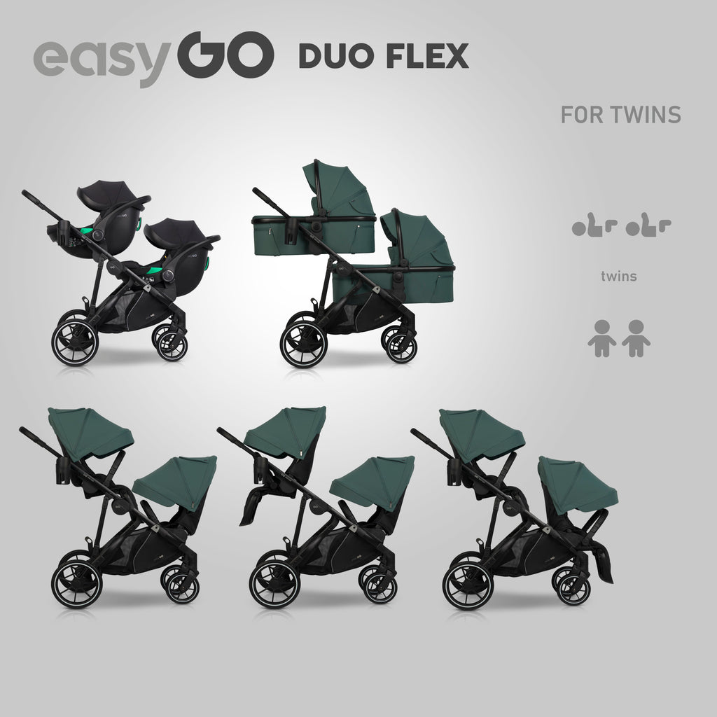 EasyGo Duoflex 2in1 babakocsi 1 üléssel és 1 mózeskosárral – Sage Green
