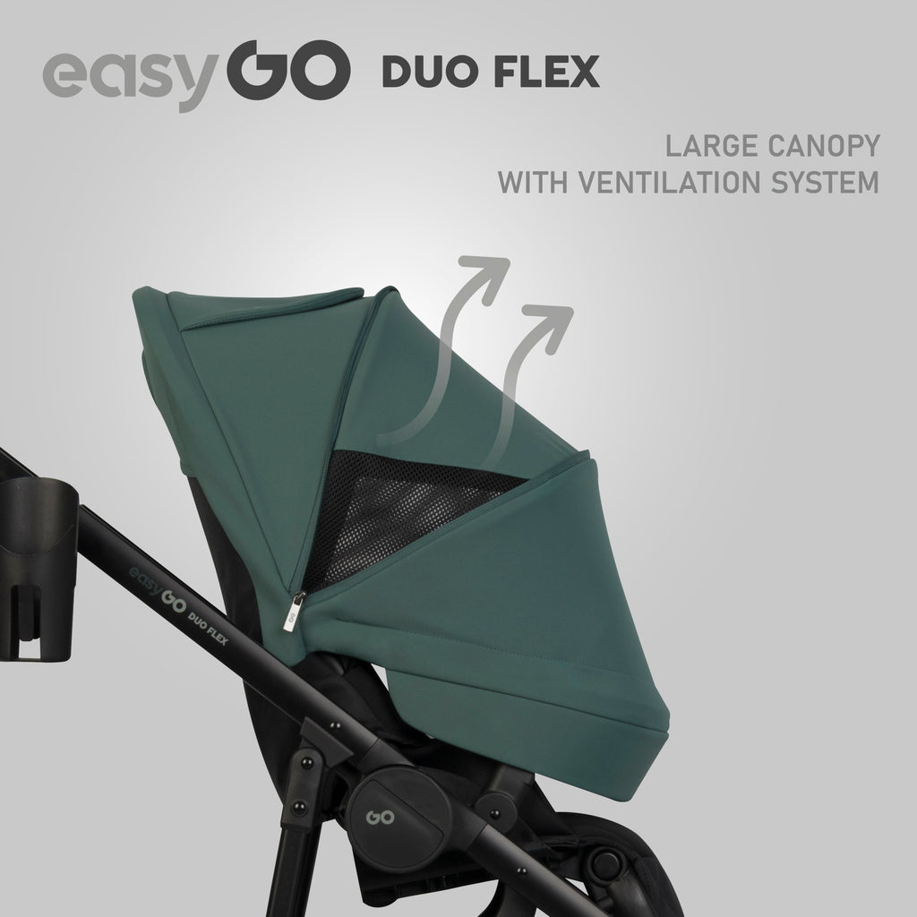 EasyGo Duoflex iker és testvér sport babakocsi 2 üléssel – Sage Green