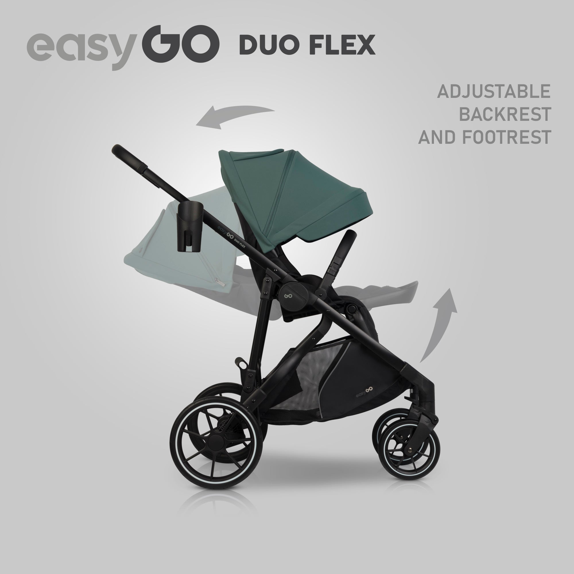 EasyGo Duoflex 2in1 babakocsi 1 üléssel és 1 mózeskosárral – Sage Green