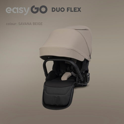 EasyGo Duoflex iker és testvér babakocsi 2 üléssel és 1 mózeskosárral – Savana Beige
