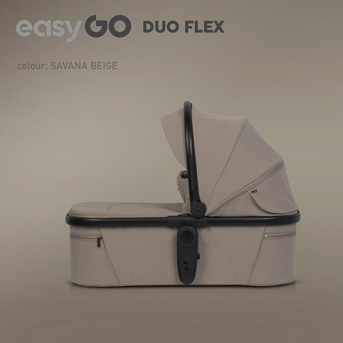 EasyGo Duoflex iker és testvér babakocsi 2 üléssel és 1 mózeskosárral – Savana Beige