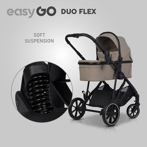 EasyGo Duoflex iker babakocsi 2 üléssel és 2 mózeskosárral – Savana Beige