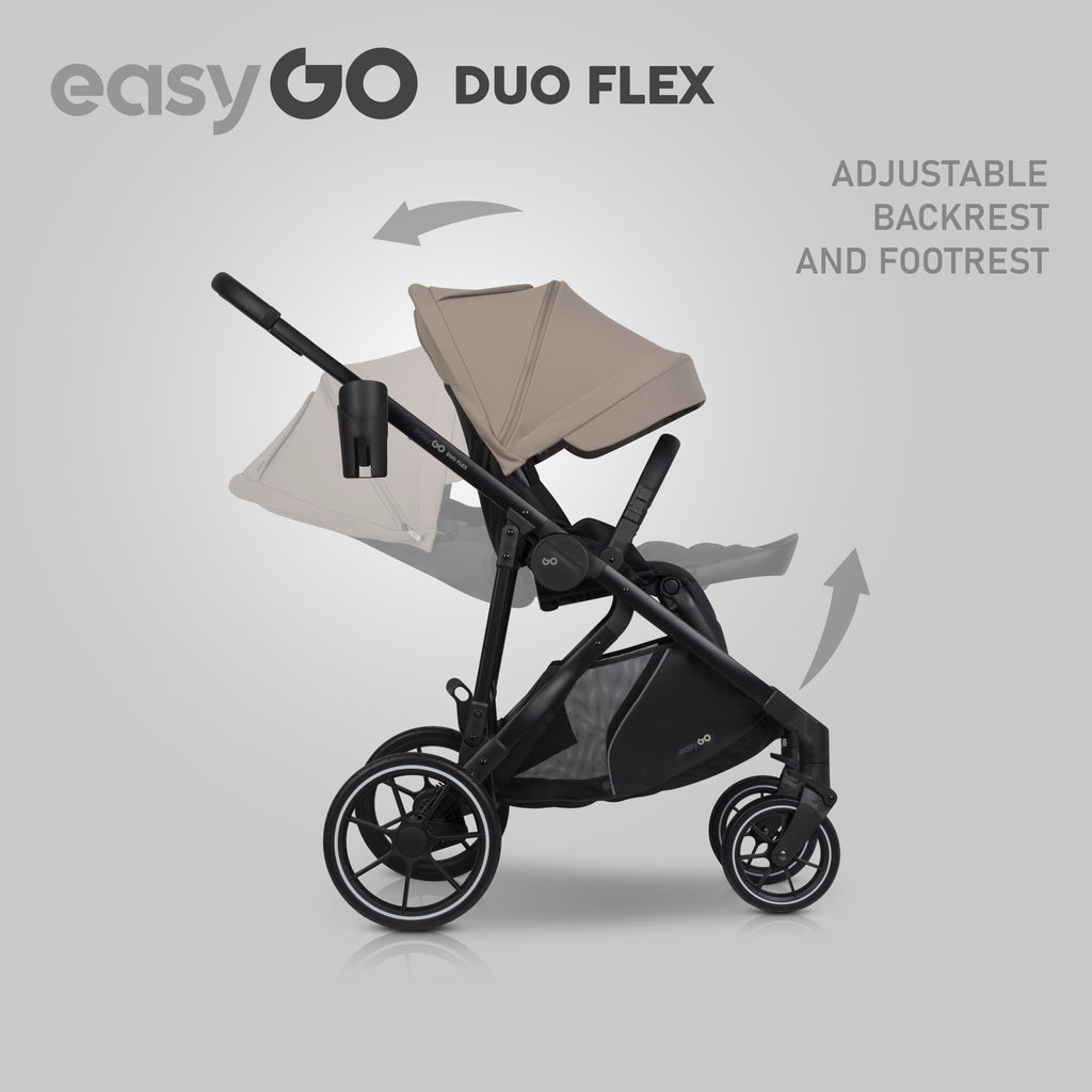 EasyGo Duoflex iker és testvér sport babakocsi 2 üléssel – Savana Beige