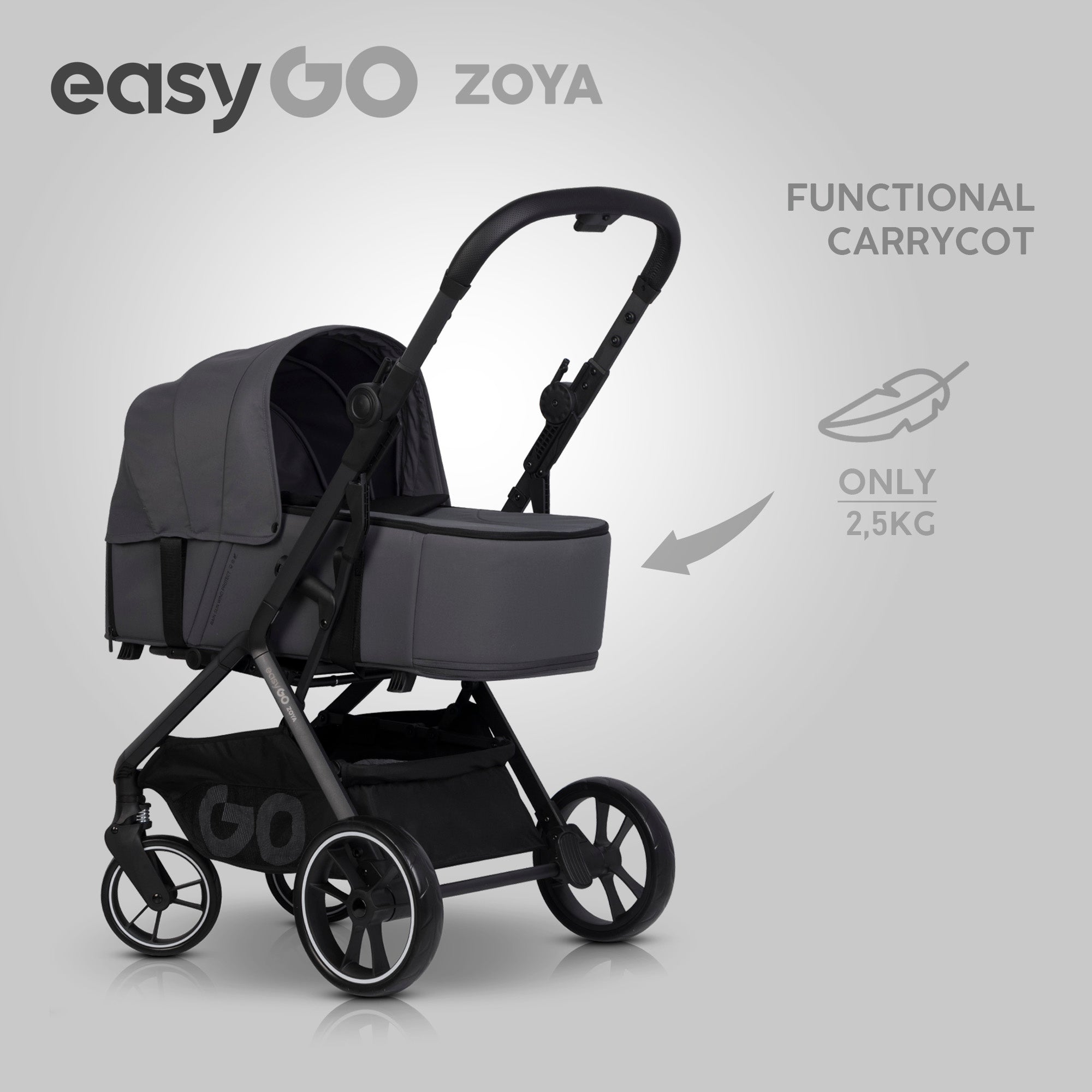 EasyGo Zoya 2in1 babakocsi táskával – Cloudy Gray