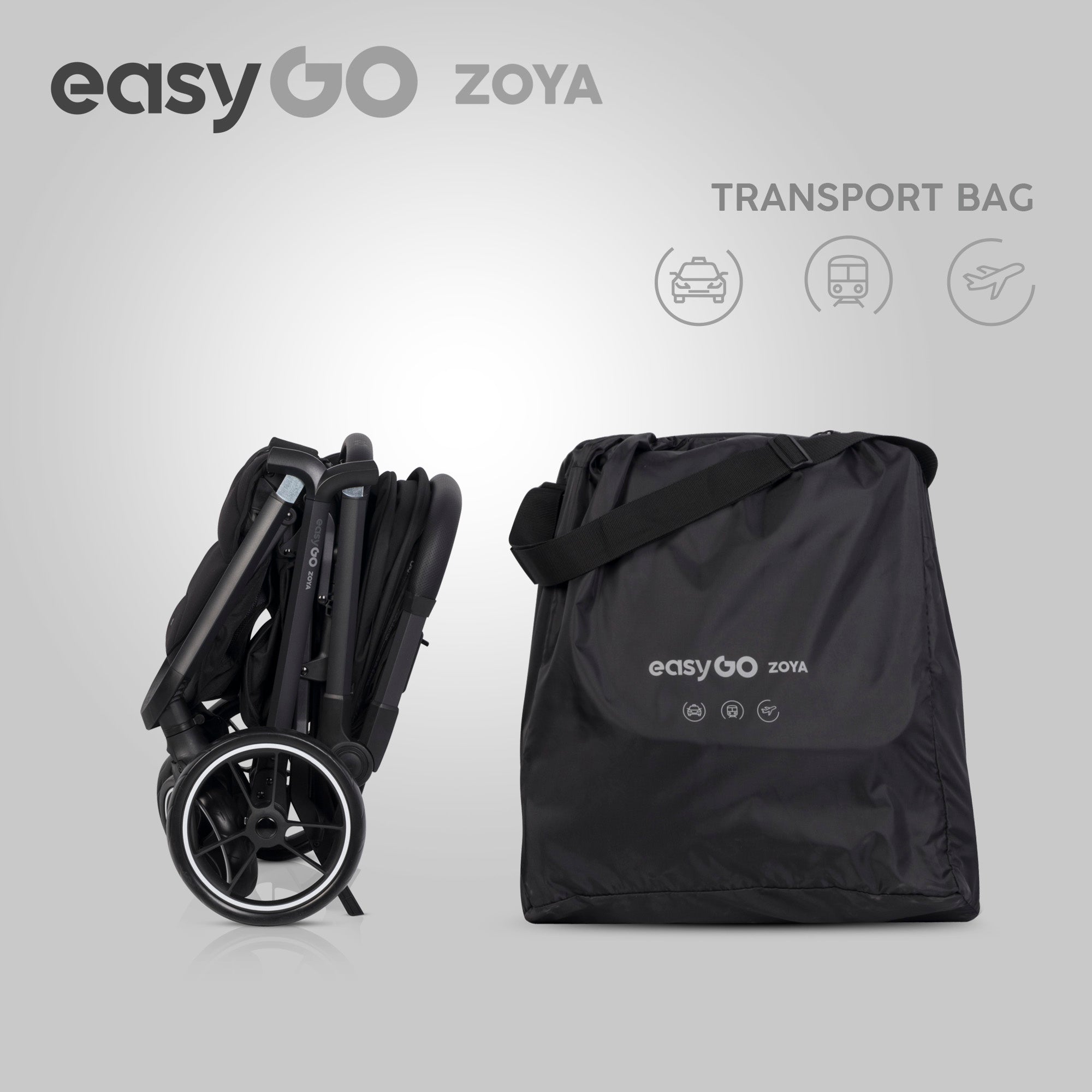 EasyGo Zoya 2in1 babakocsi táskával – Ebony Black