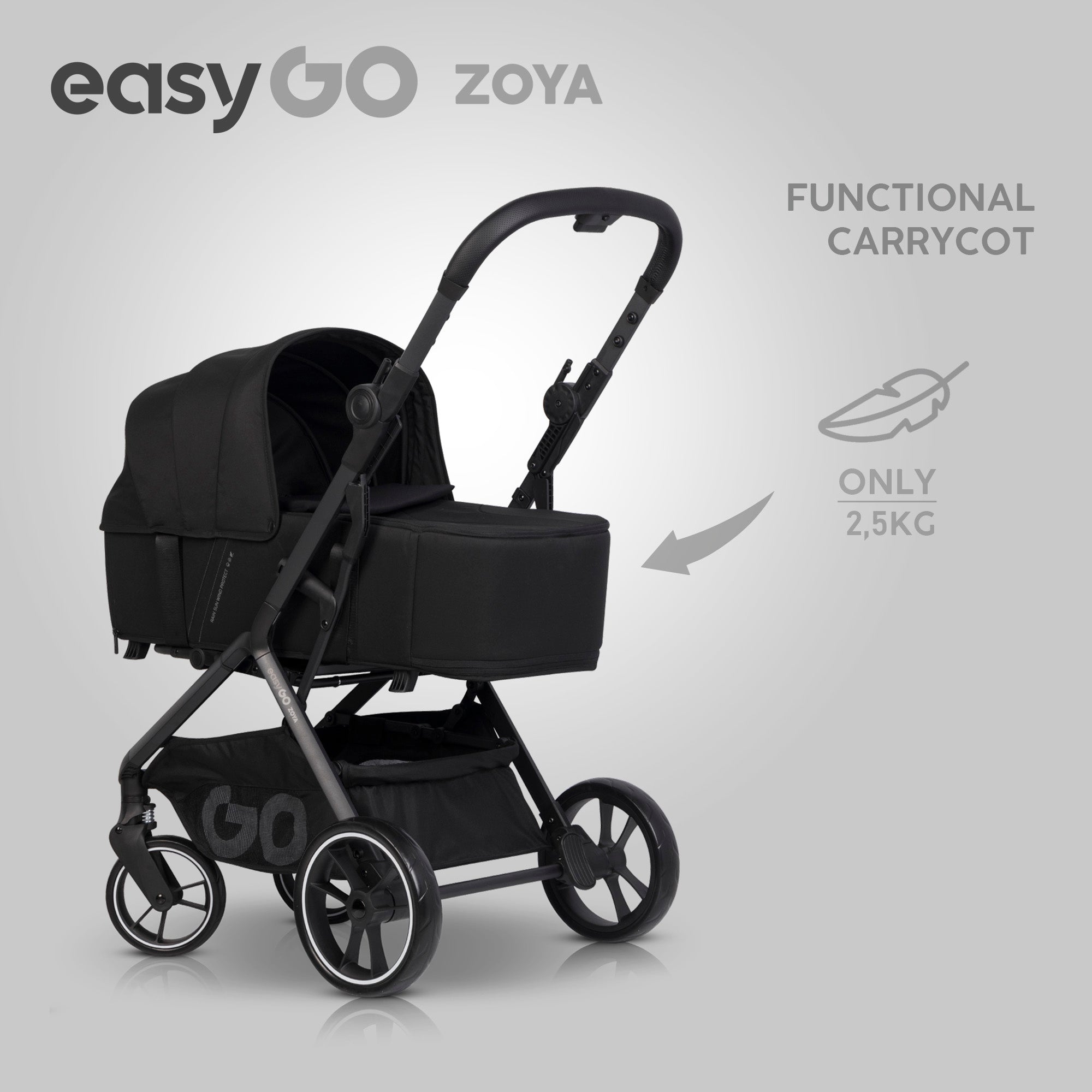 EasyGo Zoya 2in1 babakocsi táskával – Ebony Black