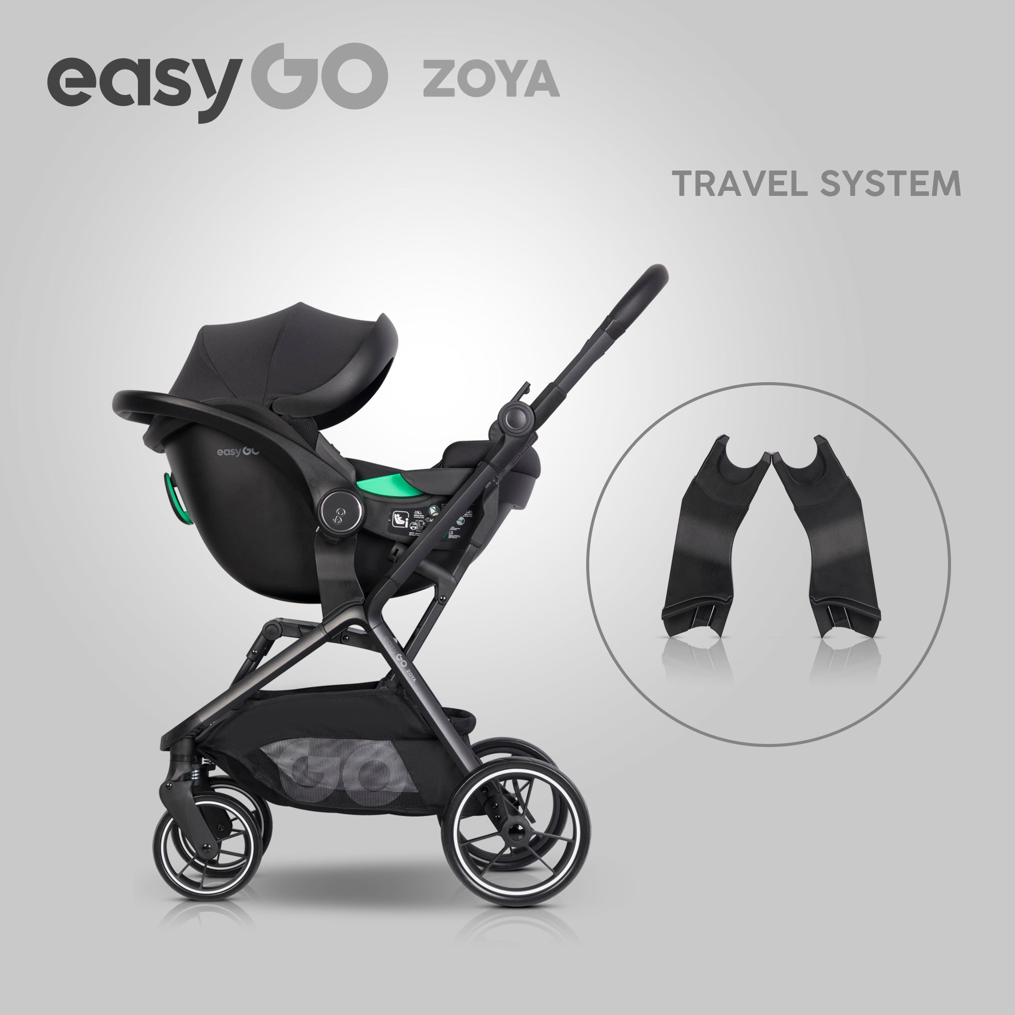 EasyGo Zoya 2in1 babakocsi táskával – Ebony Black