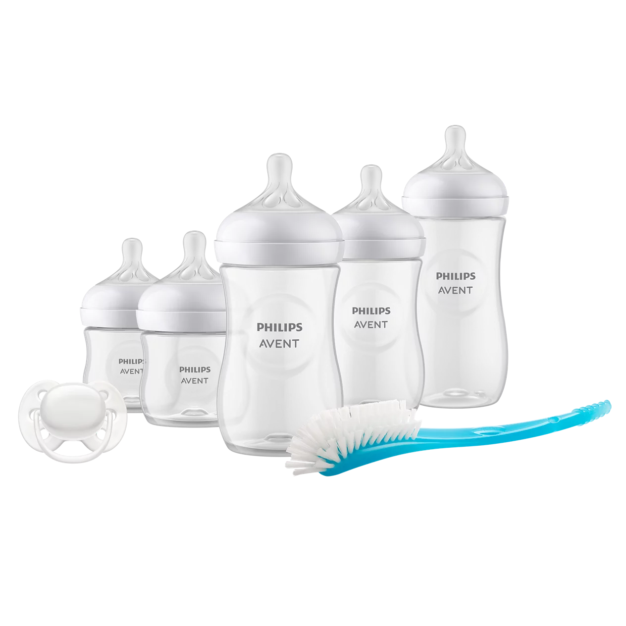 Philips Avent SCD838/12 Natural Response ajándék szett – 5 cumisüveg, cumi és cumisüvegkefe